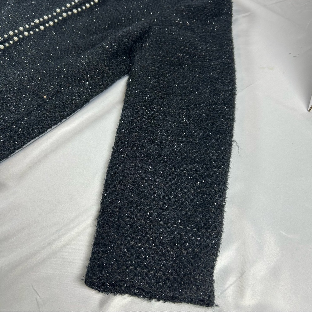 RSVP by Talbots Women’s Black Tweed Pearl-Trim Jacket Elegant Topper Size 10P - Picture 12 of 16